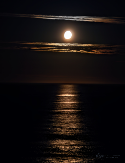 The moon sets over the Pacific Ocean: third in the series of an evening I spent capturing the moon as it set from Otter Rock.