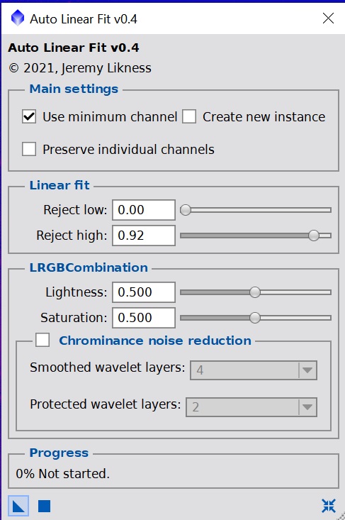 Auto linear fit dialog