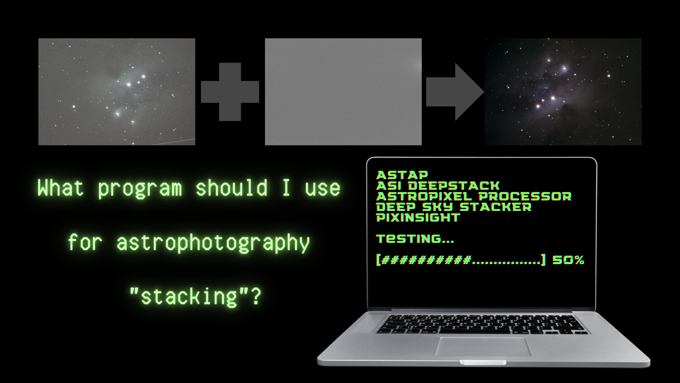 Using the same set of data, I compare the performance of five programs for stacking a deep sky object (DSO). Included: ASIDeepStack, Astrometric Stacking Program (ASTAP), AstroPixel Processor (APP), Deep Sky Stacker (DSS) and PixInsight.