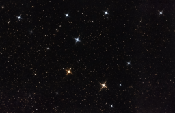 Brocchi's cluster is a beautiful asterism made of colorful stars that randomly form a coat hanger pattern. This image is a mosaic to capture the full starfield.