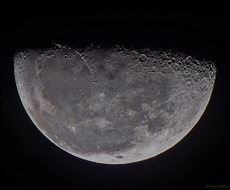 A half moon imaged in color with the SvBony sv503 70ED.