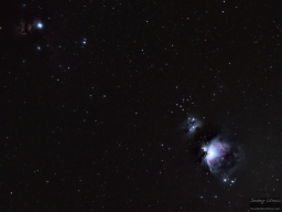 My first deep space photograph from the new place. Orion was absolutely stunning this morning as it hung low in the horizon. This was pure camera equipment only - no tracking. Just tripod, Sony Alpha 6300, and an F/2 135mm Samyang lens.
