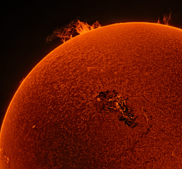 The sun was quite active yesterday! The prominent mega sunspot is AR3664 which released an enormous X-flare that caused radio blackouts. Quite a spectacular show of prominences on the solar limb as well.
