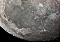 A close-up of the edge of the moon.