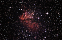 The Wizard Nebula is a faint nebula that requires lots of exposures and possibly a filter to see. It surrounds a young cluster of stars.