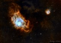 A wide angle shot to capture the nebulosity that links the Lagoon Nebula with its nearby companion the Trifid Nebula.