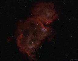 Stack four full moons next to each other and you'll have the size of this massive nebula that is a close neighbor of the Heart Nebula. What goes with heart? Soul, of course! What is the shape of the soul? Westerhout 5, the Soul Nebula.