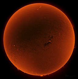 This view of the sun shows prominent mega sunspot area AR3664. Later that day it would produce record solar flares that caused one of the most significant geomagnetic storms in the past century.