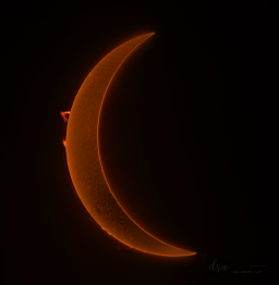 I took this photograph as the moon was moving away from the sun, signaling the end of the eclipse. The moon creates a stark contrast with the sun that brought out rich details on the surface and edges. The solid edge in the image is caused by the technique I use to create the frame, which is essentially subtracting the surface details from the image of the outer corona to create an inverted rendering that has depth, detail, and contrast.