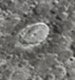 A close-up of the Tycho crater that is prominent in the lower corner of the moon.
