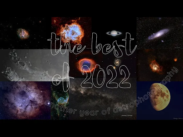 Collage of planets, galaxies, nebulae, and more that I captured in 2022. From Saturn and Andromeda to Thor's Helmet and the Milky Way.