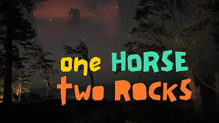 One horse, two rocks