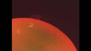 I happened to be recording the surface of the sun when one of the sunspots exploded. The video compresses 60 minutes into 15 seconds.